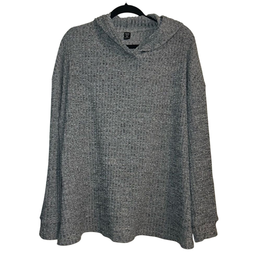 SHEIN Curve Gray Hooded Waffle Knit‎ Pullover Sweater Plus 4X Cozy Casual